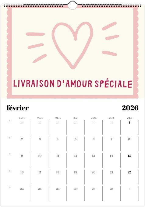 Calendrier 2026 - De l'amour