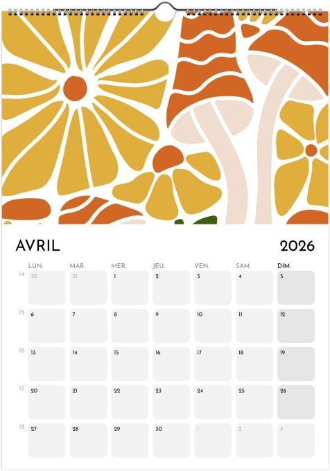 Calendrier 2026 - Fleurs