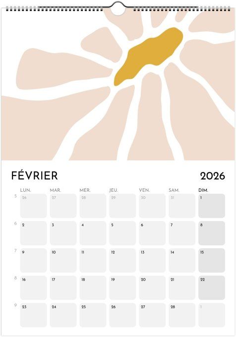 Calendrier 2026 - Fleurs
