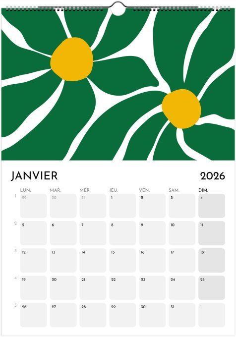 Calendrier 2026 - Fleurs