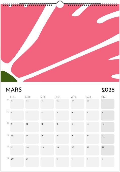 Calendrier 2026 - Fleurs