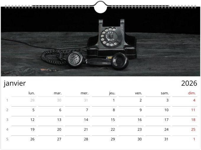 Calendrier 2026 -  Vintage