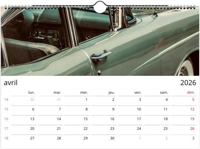 Calendrier 2026 -  Vintage