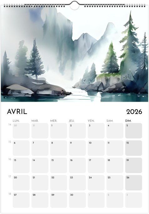 Calendrier 2026 - Évasion