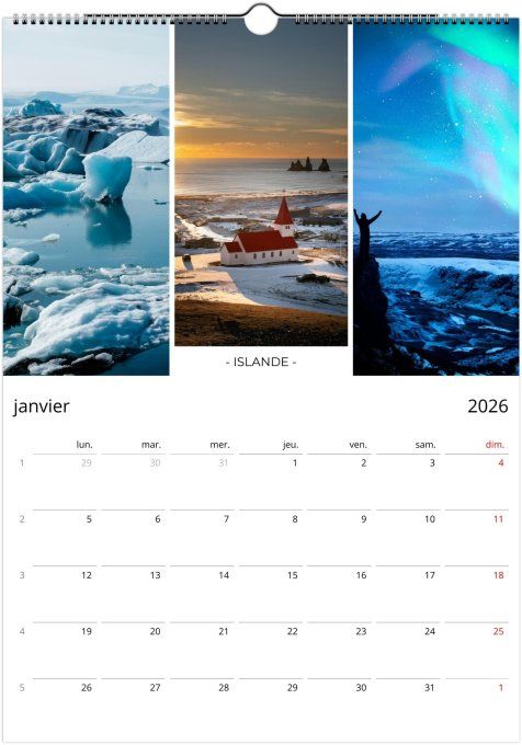 Calendrier 2026 - Tour du Monde