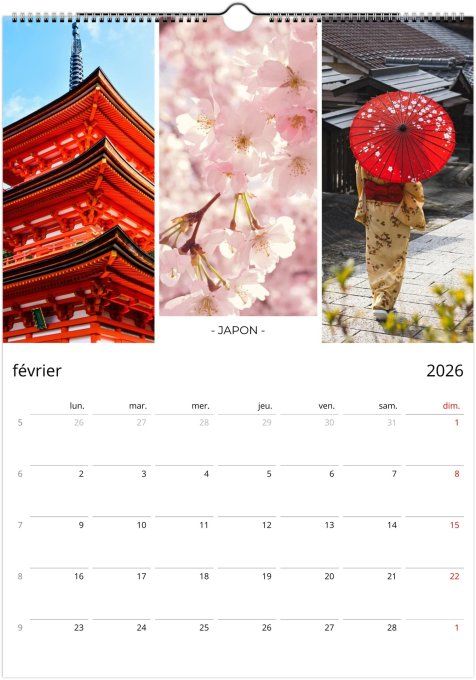 Calendrier 2026 - Tour du Monde