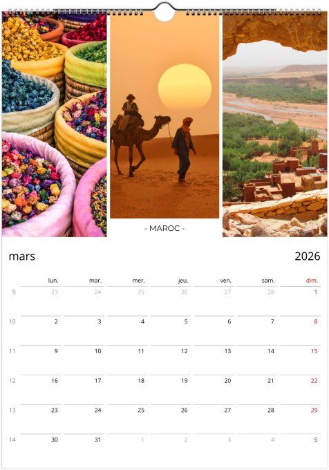 Calendrier 2026 - Tour du Monde