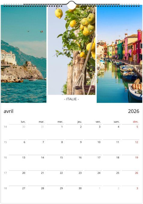 Calendrier 2026 - Tour du Monde