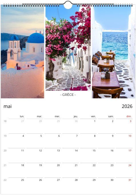 Calendrier 2026 - Tour du Monde